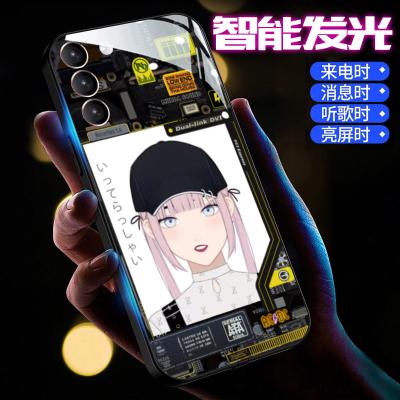 China Voice Control LED Shockproof Smart Luminous Glass Phone Case For Samsung Ultra Cell Phone s21 Phone Case for sale