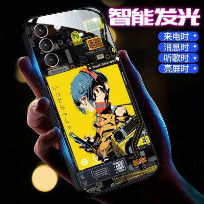 China Shockproof Smart Voice Control Luminous Glass Phone Case For Samsung Ultra Mobile Phone Note 20 Phone Case for sale