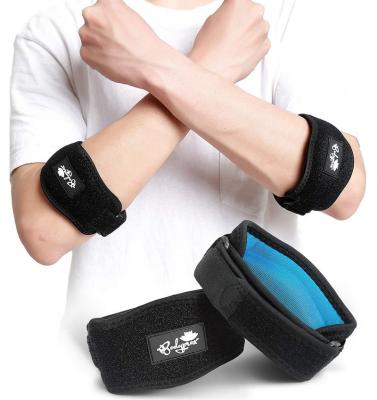 China Adult 2 Pack Price Best Tennis Golfer's Arm Protector Strap Band Elbow Brace Adjustable with Compression Pad for sale