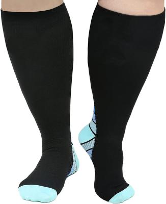 China QUICK DRY Graduated Support XXXXL Plus Size Compression Socks Wide Calf for Women Men 20-30mmHg for sale