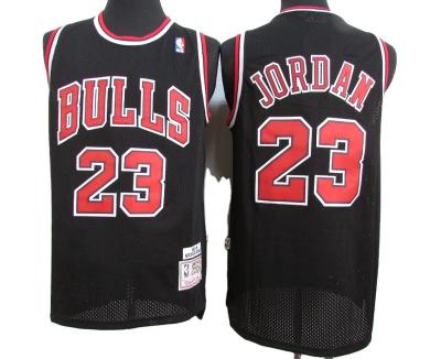 China High Quality Antibacterial Michael Black Bulls 23 USA Basketball Sports T-shirt Stitched Jordan Jersey for sale