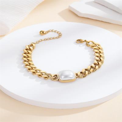 China Vintage Hip Hop Hyperbole Thick Chain Stainless Steel Bead Bracelet 18k Gold for sale