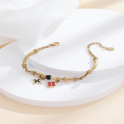 China Designer Gold Bangles Vintage Stainless Steel Famous Brands Clover Bracelet for sale