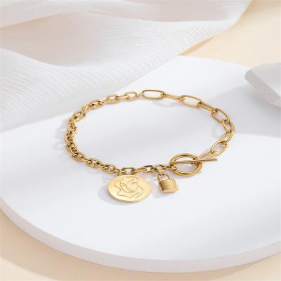 China Vintage The Girl Picture Padlock OT Buckle Bracelet Wholesale Fashion Bracelet for sale