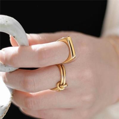 China Simplicity CLASSIC Golden Rhombus Plane Rings Stainless Steel Jewelry Women Jewelry for sale