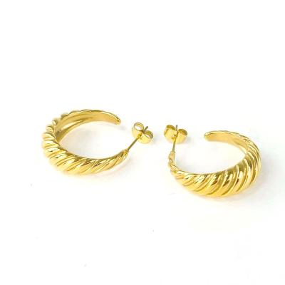 China Vintage Gold Plated Stainless Steel Trendy Crescent Circle Earrings Jewelry Set for sale