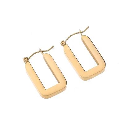 China Fashionable French Modern Thick U-Shape Block Retro Retro Popular Brands Earringdesigner Thick Heavy Earrings For Women 18k Gold for sale