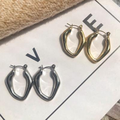 China TRENDY Stainless Steel Do Not Fade Gold Irregular Round Earring Designs Display For Women for sale