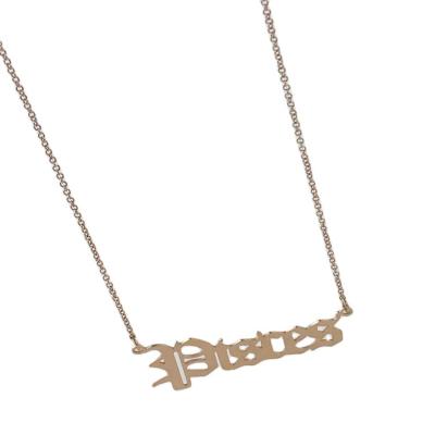 China Custom Name Necklace Stainless Steel Vintage Customized Zodiac Letter Necklace for sale