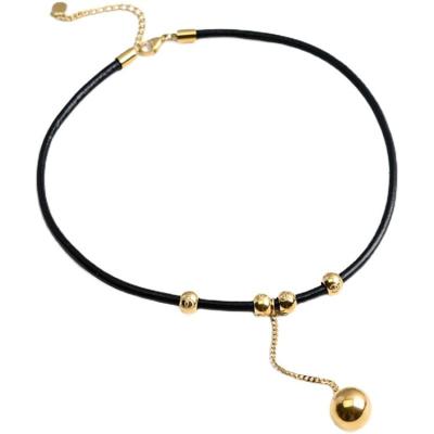 China Vintage Gold Chain Stainless Steel Ball Necklace Rope Rubber Gold Choker Necklace Jewelry for sale