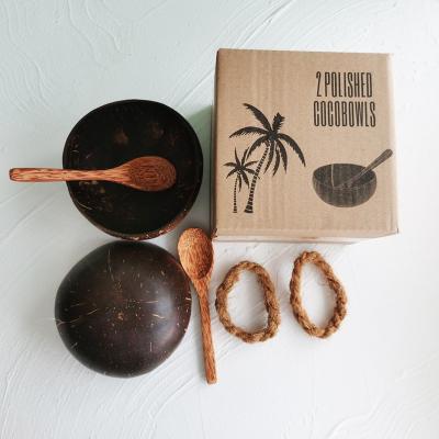 China Sustainable Natural Amazon Coconut Bowls Made in Vietnam Eco Friendly Coconut Shell Bowls with Spoon Coconut Bowls Set for sale