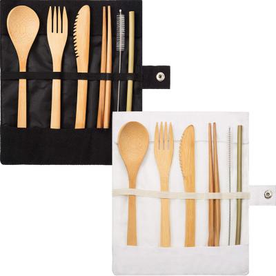 China Western Outdoor Portable Friendly Wooden Utensils with Case Bamboo Foldable Reusable Reusable Travel Cutlery Set Biodegradable for sale