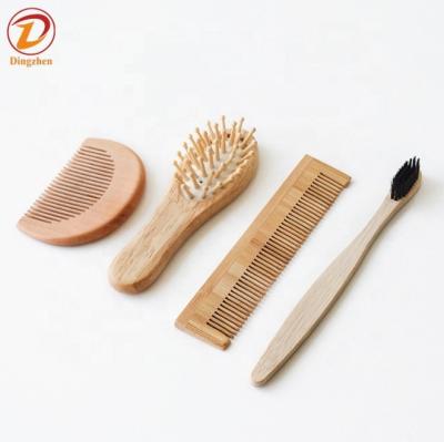 China Anti Static Nondisposable Natural Bamboo Wooden Hair Brush Paddle Cushion Hair Brush Massage Set for sale