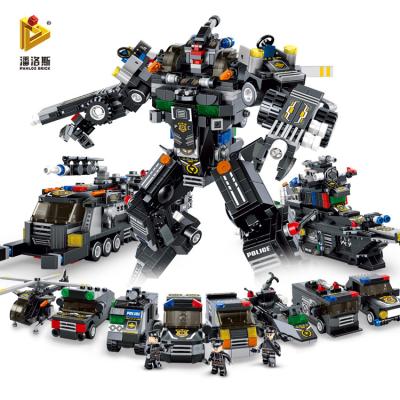 China DIY TOY PANLOS 633060 Police Headquarters STRIKES Armored Vehicle DIY Kit Robot Model Building Block Transforming Sets for sale