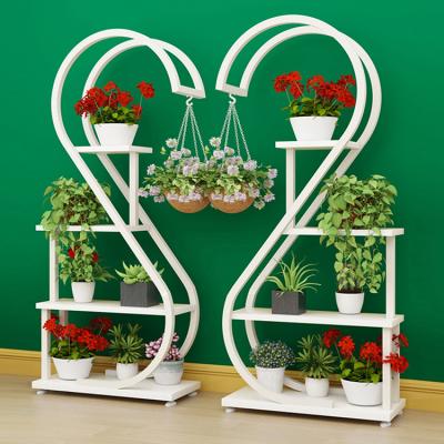 China Easy Assemble Modern Wooden Wedding Bucket Pot Metal Shelf Balcony Flower Stand For Living Room for sale