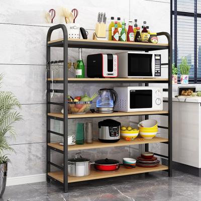 China Eco-friendly Wooden Kitchen Storage Racks Metal Microwave Oven Shelf Stand Kitchen Appliances Storage Rack Cabinet for sale