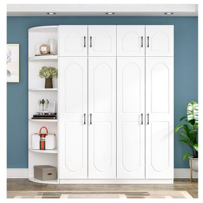 China Modern simple portable white wooden furniture bedroom fabric closet storage custom natural extendable double 2 door wardrobe for home for sale