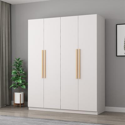 China Modern simple portable white wooden furniture bedroom fabric closet storage custom natural extendable double 2 door wardrobe for home for sale