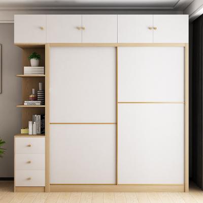 China Hot Selling Modern Expandable Sliding Door Wardrobe Bedroom Wooden Portable Wardrobe for sale