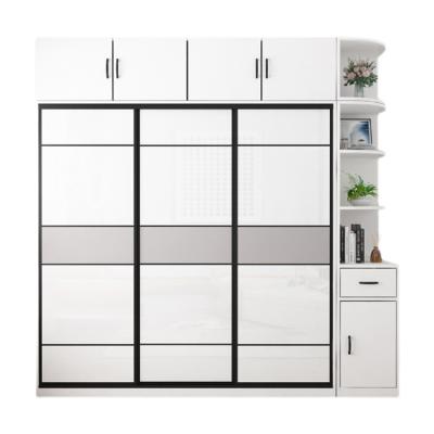 China Modern Minimalist Practical Wardrobe Bedroom Affordable Sliding White Wardrobe for sale