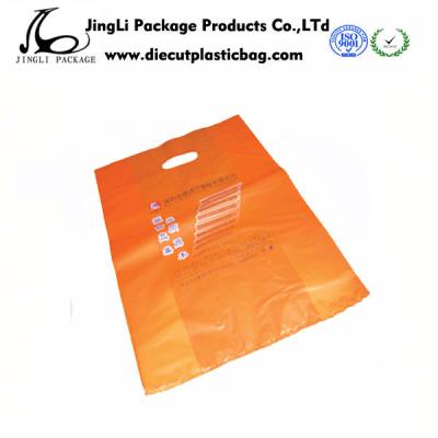 China Orange Die cut Plastic bag degradable plastic Bags for advertising for sale