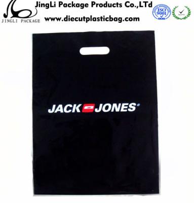 China Black LDPE Printed Die Cut Plastic Bag recycle with handles for shopping for sale