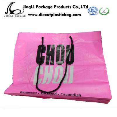 China Las bolsas de plástico del rosa de la manija de la cuerda del HDPE de Bottom Up con la anchura de 500m m, en venta