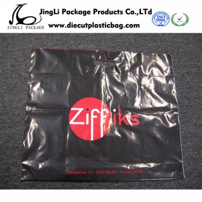 China Printed zipper Patch Handle Bags Plastic packing bag black polybag for Shopping for sale