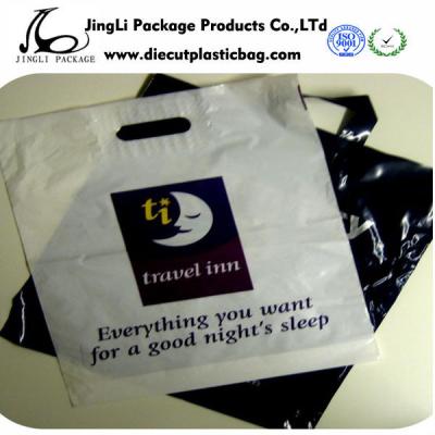 China Black printing  Die-cut Patch Handle Bags HDPE LDPE Plastic Retail Bags Degradable for sale