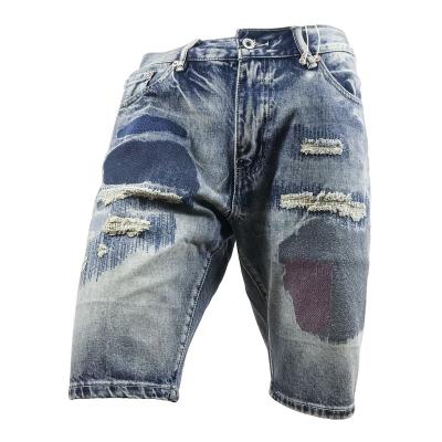 China Breathable High Quality Denim Shorts Male Jeans Cotton Ripped Embroidered Mens Jeans Short Pants for sale