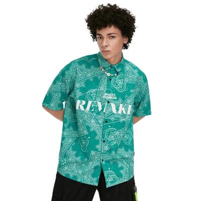 China Breathable Paisley Printed Casual Shirt For Summer Beach Mens Casual Soft Sleeve Shirts Men Print for sale