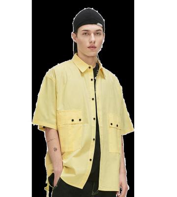 China Color Breathable Pure Cotton 100% Casual Shirt For Men Summer Short Beach Mens Casual Soft Sleeve Shirts With Pockets for sale