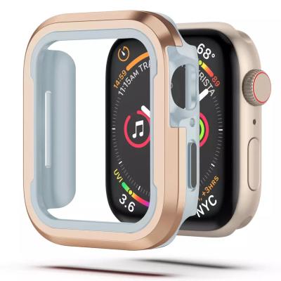 China Manufacturer Aluminum Alloy Shockproof Shockproof Protective Hard Watch Case TPU For Apple Watch Luxury Cover Case For iWatch Series SE for sale