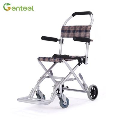 China Outdoor and Indoor Compact Medical Transport Chair Lightweight Aluminum Foldable Chair with Waist Strap Disabled Equipment for sale