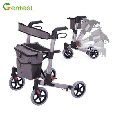 China High Quality Caddy Rollator Lightweight Rollator Walker Elderly Dual Folding Adult Walker Rollator from Aluminum (6063-T5) for sale