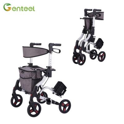 China Aluminum Frame Aluminum Wheelchair Handicapped Equipment Rollator Walker With Seat For Old Man for sale