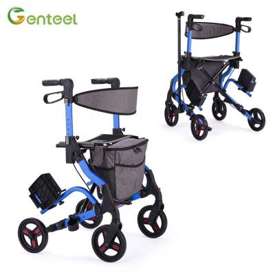 China Outdoor and Indoor Anodized Folding Walker Rehabilitation Walker Portable Wheelchair for Older for sale