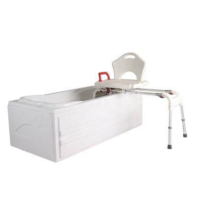 China Bathroom Aluminum Shower Seat Backrest Tub Transfer Bench Removable Folding Bath Chairs For Disabled for sale