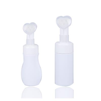 China BEAUTY PACKAGING 100ml 120ml 150ml 200ml Plastic PET Heart Hand Foam Soap Pump Dispenser Bottle With Brush Top Pump for sale