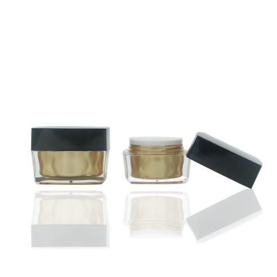 China BEAUTY PACKAGING 30g 50g High Quality Luxury Gold Square Cosmetic Cream Jar Acrylic With Black Pump for sale