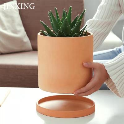 China New Products Modern Flowerpot Lazy Clay Self Watering Planter Box Clay Flower Pot For Indoor Plants for sale