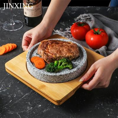 China Factory Wholesale Price Food Grade Sustainable Sturdy Durable Grill Stones Stainless Steel Sheet Round Shape Lava Cooking Stone for sale