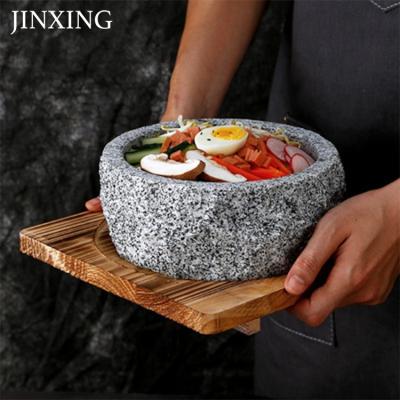 China New Products Sustainable Food Grade Natural Stone Irregular Surface Wholesale Bibimbap Bowls Natural Stone Pot for sale