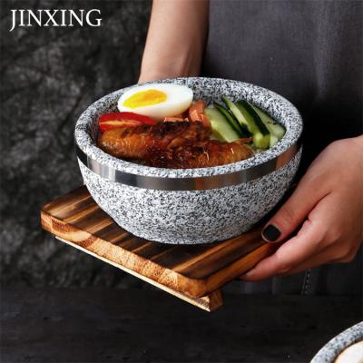 China Sustainable High Quality Korean Pan Mixed Rice Stone Kitchenware /Stone Granite Pot With Lid/Stone Casserole for sale