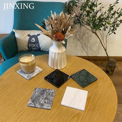 China Sustainable Custom Stocked Round Hexagon Marble Coffee Tea Cocktail Beer Cup Coaster Cup Mat For Drinks And Place Mat for sale