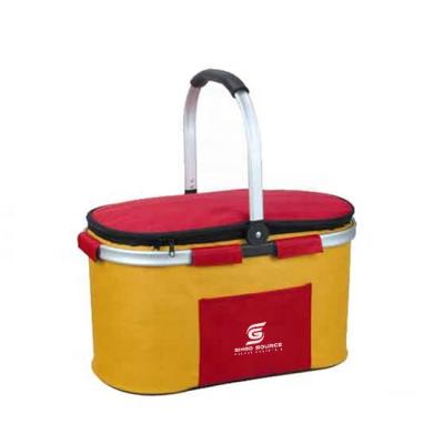 China Custom New Style Waterproof 600D Polyester Top Harvest Insulation Picnic Cooler Basket Bag Insulated With Aluminum Frame for sale