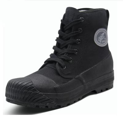 China Cushioning Canvas Boots Casual Rise High Cut Safety Shoes Black Color Trekking Boots for sale