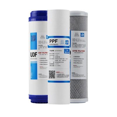 China Hotel Water purifier 3 stage PP CTO UDF carbon activated filter cartridge drinking water filter for sale