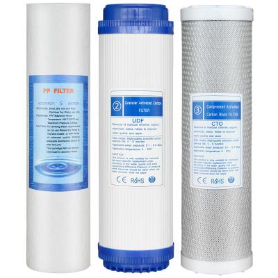 China Hotel Factory customized PP+udf+cto Water Filter 3 Stage Water Filters System PP Cotton Filter for sale