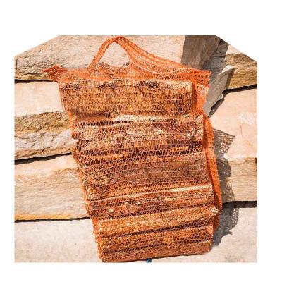 China Wooden Safety Bag Handle Gauze Mesh Bag For Firewood Packing / Plastic Bags For Firewood for sale